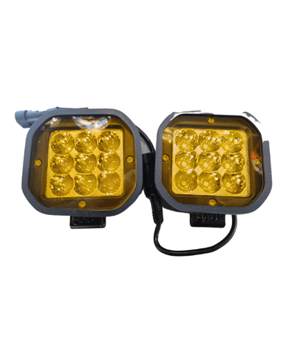 HJG Square 9 LED Fog Light 60W with Wiring Harness and Mounts – Pair - Riders Junction