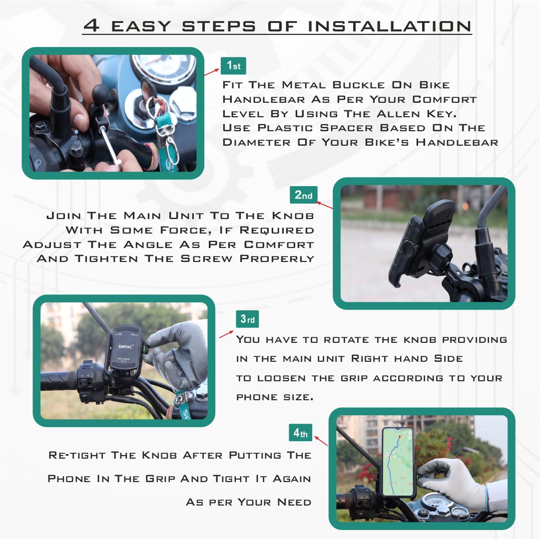 SIMTAC Super Grip Black Mobile Holder for Bikes/Scooters/Bicycle | MH01