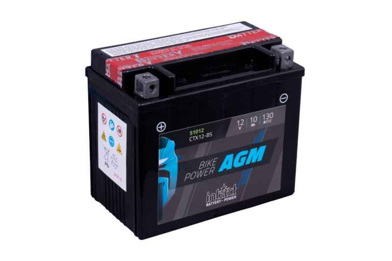 intAct Battery 10Ah - AGM (YTX12-BS) 130A- (51012)