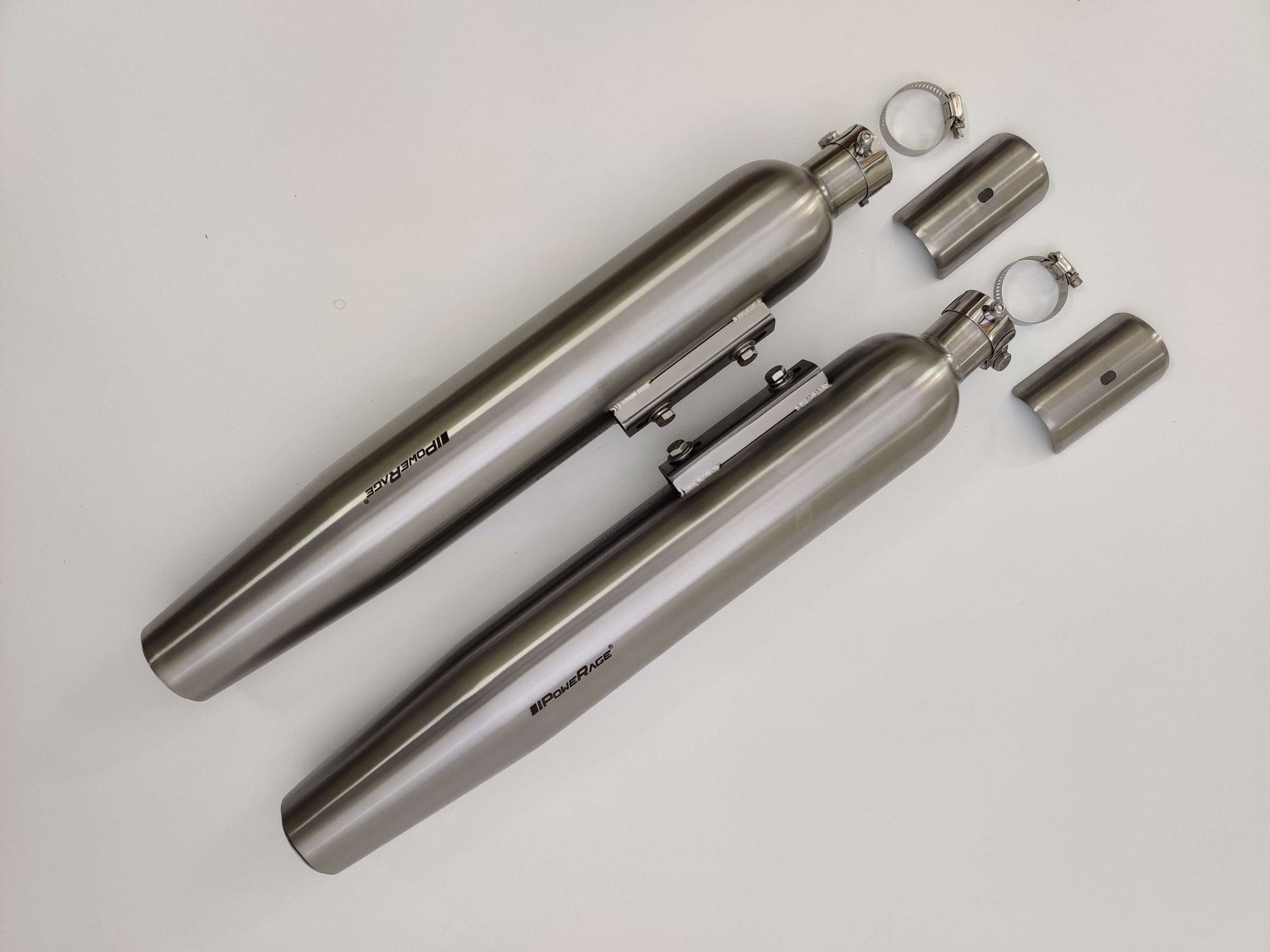 Powerage Slipon Exhausts for Super Meteor 650 - Brushed Steel Finish - Riders Junction