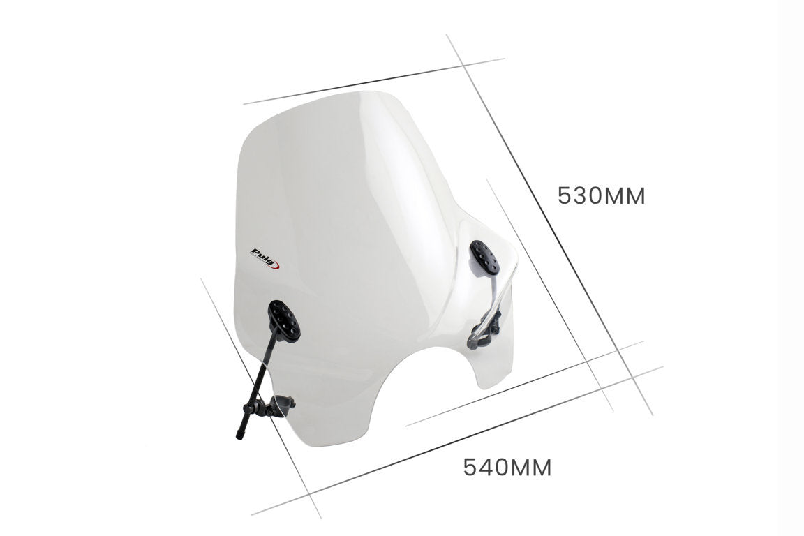 PUIG Touring Tall Windshield for round headlight Clear - 0856W - Riders Junction