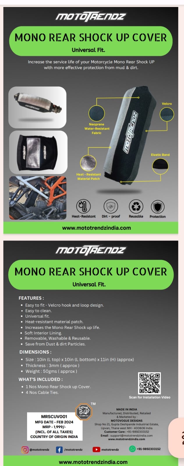 Rear Shock Up Cover - Mototrendz - Riders Junction