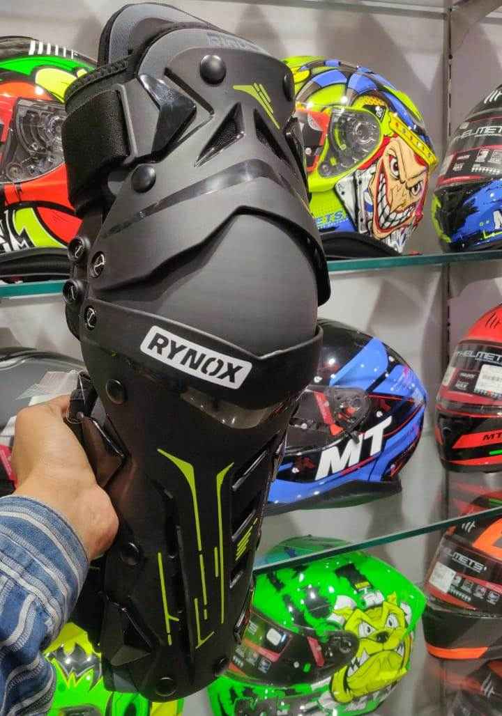 Rynox Bastion Bionic Knee Guards - Black Green - Buy Now At Riders
