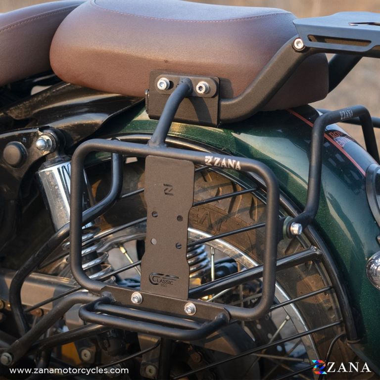 ZANA Saddle Stays Mild Steel With Exhaust Sheild With Jerry Can Mounting Texture Matt Black For Classic 350 Reborn - ZI-8348 - Riders Junction