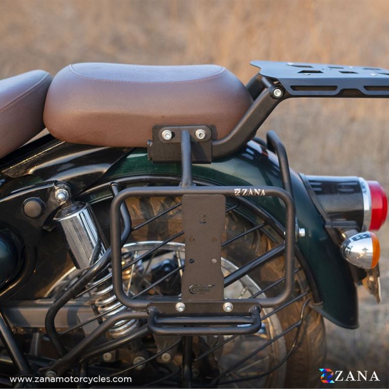 ZANA Saddle Stays Mild Steel With Exhaust Sheild With Jerry Can Mounting Texture Matt Black For Classic 350 Reborn - ZI-8348 - Riders Junction