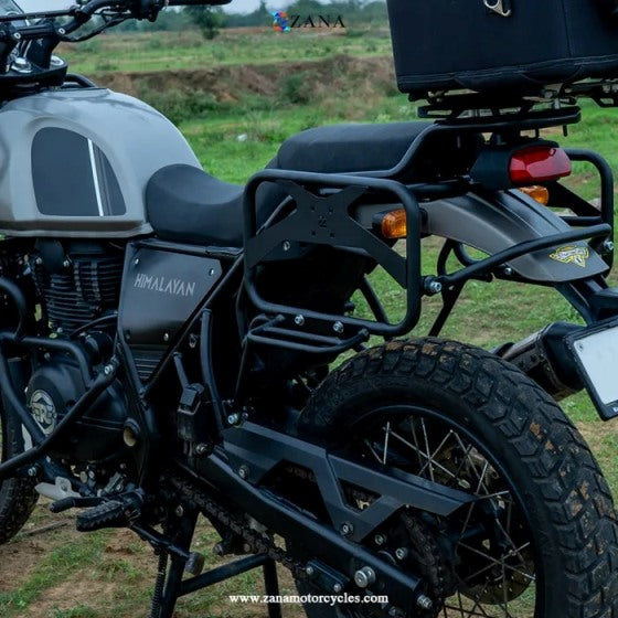 Saddle Stays with Exhaust Sheild with Jerry Can Mounting Texture Matt Black for Scram 411(2022) - ZI-8133 V2 - Riders Junction