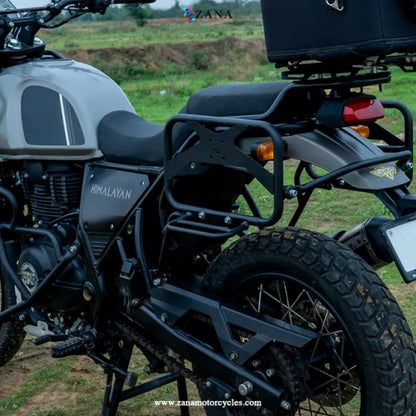 Saddle Stays with Exhaust Sheild with Jerry Can Mounting Texture Matt Black for Scram 411(2022) - ZI-8133 V2 - Riders Junction