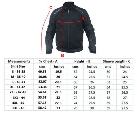 Ixon Jacket Size Guide | Cafe Racer Club