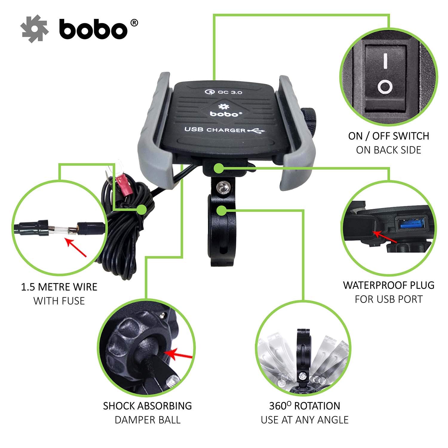 bobo mobile holder with charger