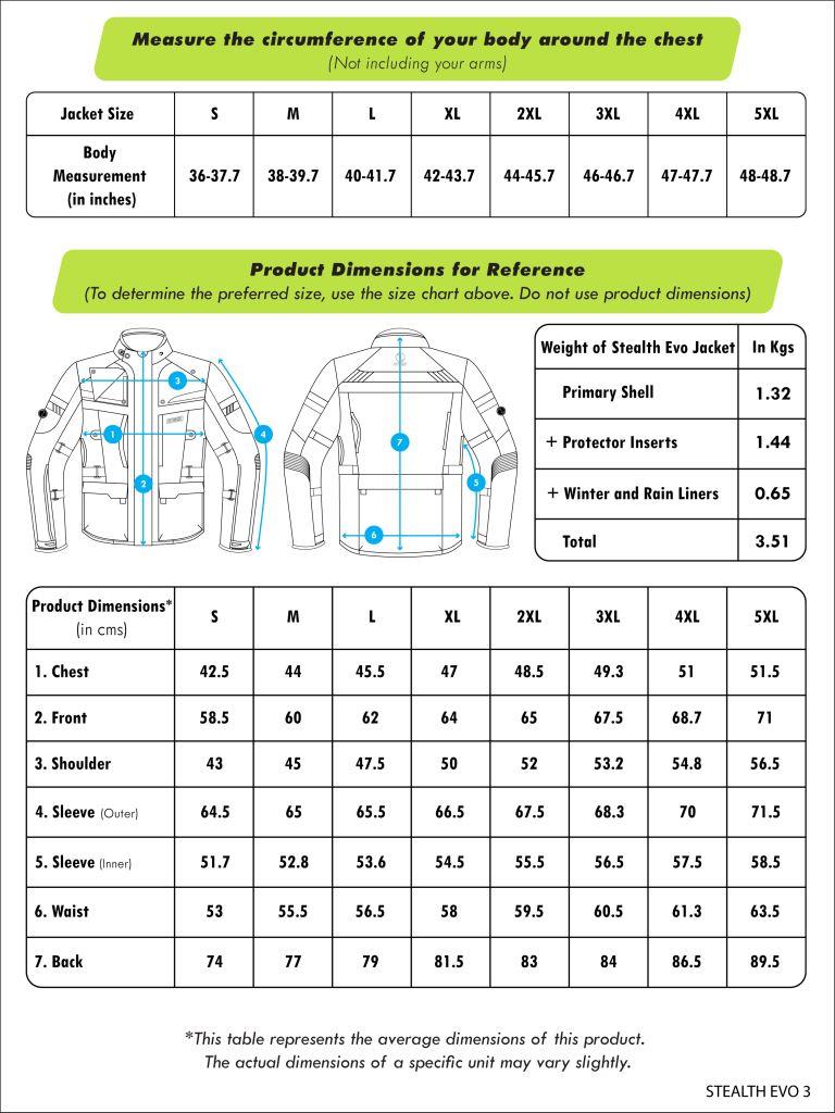 skære ned Flad Grader celsius Size Charts for Riding Jackets - Riders Junction