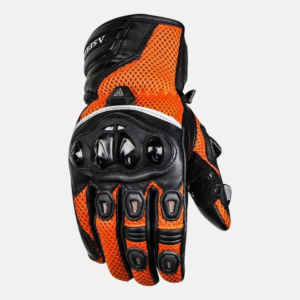 ASPIDA Phaeton Short Cuff Mesh Leather Gloves Orange