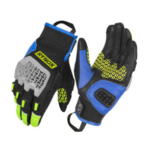 RYNOX - Gravel Dualsport HI-VIZ Green Blue Gloves - Riders Junction
