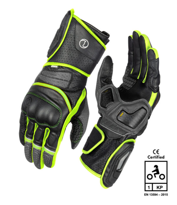 RYNOX Storm Evo 2 HI-VIZ Green Black Gloves - Riders Junction