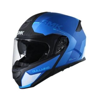 SMK Gullwing Kresto Glossy Blue & White Helmet - GL551 - Riders Junction