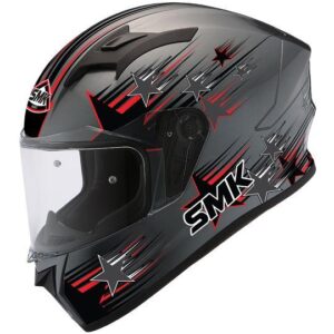 SMK Stellar Rain Star Matt Black & Red Helmet - MADA623 - Riders Junction
