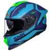 SMK Titan Arok Matt Blue & Green Helmet - MA558 - Riders Junction