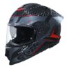 SMK Titan Carbon NERO-GL263 Glossy Grey & Red Helmet - Riders Junction