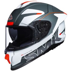 SMK Titan Firefly Matt White & Grey Helmet - MA613 - Riders Junction