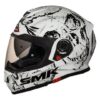SMK Twister Skull Glossy White & Black Bluetooth Helmet - GL120 - Riders Junction