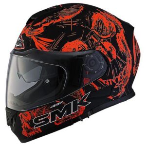 SMK Twister Skull Matt Red & Black Bluetooth Helmet - MA270 - Riders Junction