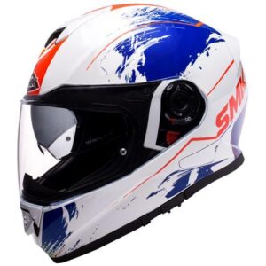 SMK Twister Wraith Glossy White & Blue Helmet - GL153 - Riders Junction
