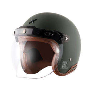 AXOR Retro Jet Helmet (Matt Battle Green) - Riders Junction