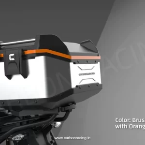 AdvenTOUR Aluminium Hybrid Top Box 36L - Silver with Orange Lid - Carbon Racing - Riders Junction