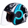 SMK Retro Jet - Speed TT Matt Black & Blue Helmet - MA215- Riders Junction