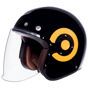 SMK Retro Jet- Unicolour Glossy Black & Yellow Helmet - GL240 - Riders Junction