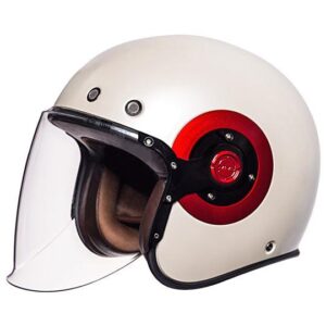 SMK Retro Jet - Unicolour Glossy White & Red Helmet - GL130 - Riders Junction
