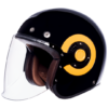 SMK Retro Jet- Unicolour Matt Black & Yellow Helmet - MA240 - Riders Junction