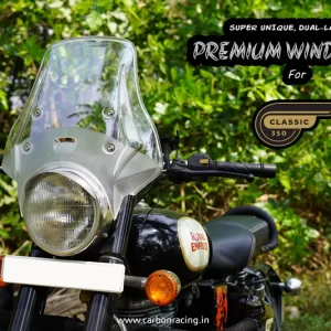 "WANDERER" - Premium Windshield for Royal Enfield Classic/Standard/Bullet - Clear