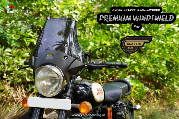 "WANDERER" - Premium Windshield for Royal Enfield Classic/Standard/Bullet - Smoked