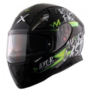 AXOR Apex Ride Fast Motorcycle Helmet - Black Neon Yellow