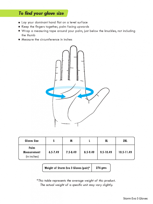 Rynox Gloves Size Charts