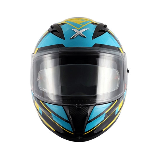 Blue and yellow store helmet