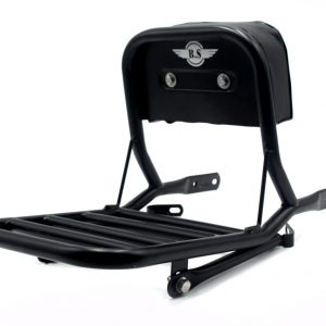 Bullet Backrest with Carrier in Stainless Steel Black Powder Coated - BS Auto Accessories