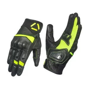Korda Drag Short Cuff Leather Riding Gloves - Fluorescent Yellow