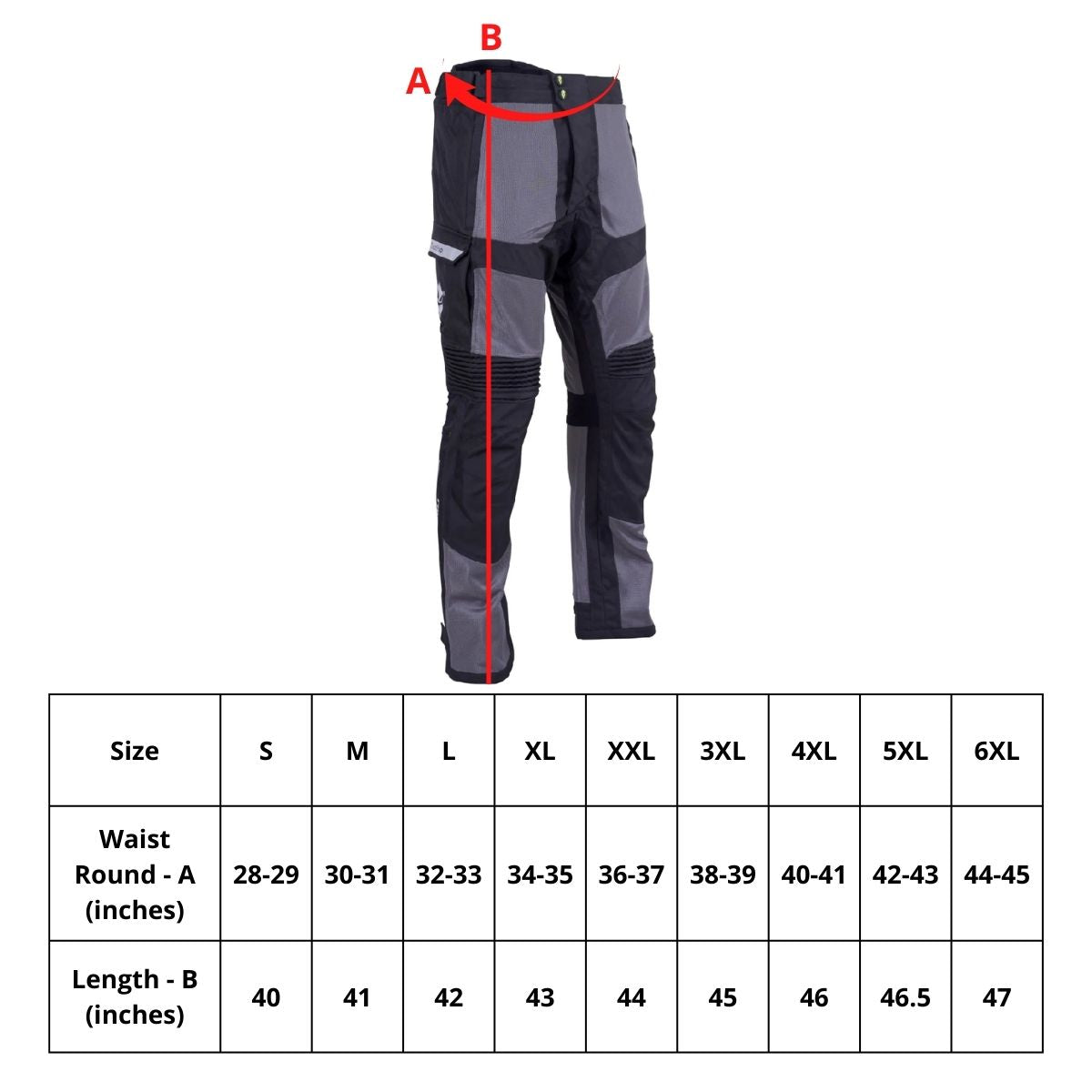 Size Charts for Riding Pants - Buy Riding Pants Online at Best