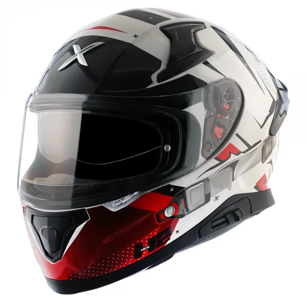 AXOR Apex Hex-2 Motorcycle Helmet - Glossy White Red