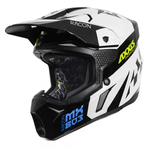 AXXIS Wolf Racon Motocross Glossy White and Blue Helmet