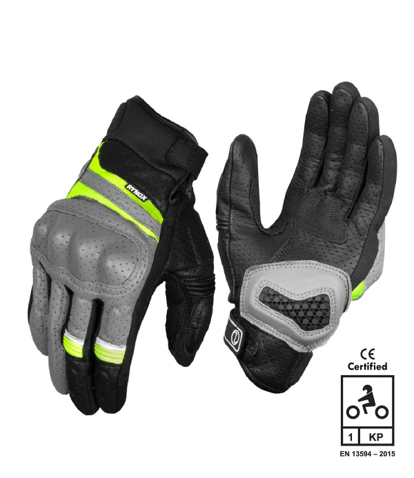 Rynox Air GT SP Glove - Grey Hi-Viz Green