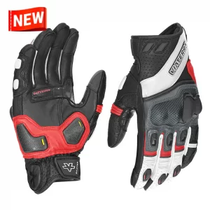 Shifter–Short Motorcycle Black & Red Riding Gloves by Viaterra