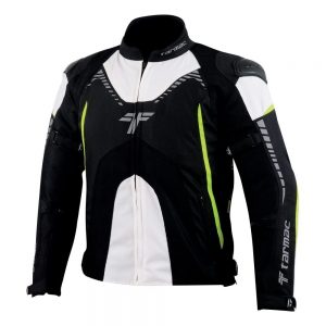Tarmac Corsa Black/White/Fluorescent Level 2 Riding Jacket with PU Chest Protectors