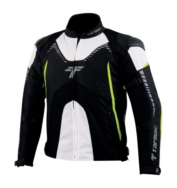 Tarmac Corsa Black/White/Fluorescent Level 2 Riding Jacket with PU Chest Protectors