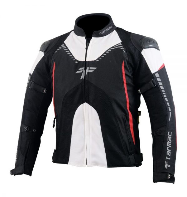 Tarmac Corsa Black/White/Red Level 2 Riding Jacket with PU Chest Protectors