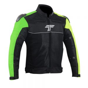 Tarmac One III Black/Green/Fluorescent Level 2 Riding Jacket with PU Chest Protectors