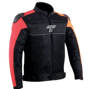 Tarmac One III Black/Red/Orange Level 2 Riding Jacket with PU Chest Protectors