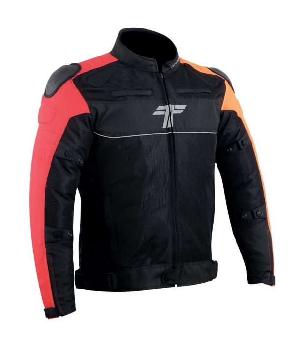 Tarmac One III Black/Red/Orange Level 2 Riding Jacket with PU Chest Protectors