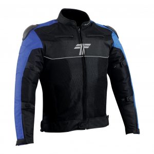 Tarmac One III Black/Sky Blue/Royal Blue Level 2 Riding Jacket with PU Chest Protectors